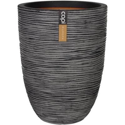 Capi Bloempot Nature Rib elegant laag 46 x 58 cm Antraciet KOFZ783