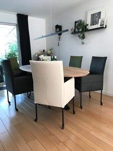 Set van 6 leren eetkamerstoelen - met wieltjes en hoge rug - verschillende kleuren leer - Echt leer, Modern, ontdek de vele Leersoorten en Kleuren bij ShopX