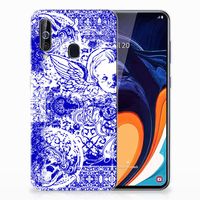 Silicone Back Case Samsung Galaxy A60 Angel Skull Blauw