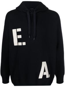 Emporio Armani hoodie en maille à logo appliqué - Bleu