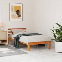 Bedframe zonder matras massief grenenhout wasbruin 90x190 cm