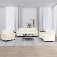3-delige Loungeset fluweel crèmekleurig