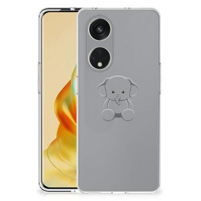 OPPO Reno8 T 5G Telefoonhoesje met Naam Grijs Baby Olifant OPPO Reno8 T 5G Telefoonhoesje met Naam Grijs Baby Olifant