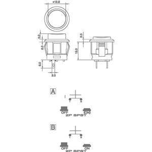 TRU COMPONENTS 1587752 TC-R13-523A-05RT Druktoets 250 V/AC 1.5 A 1x uit/(aan) Moment 1 stuk(s)