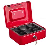 HI Geldkist met sleutel - rood - 20 x 16 x 9 cm - Geldlades