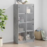 Hoge kast met deuren 68x37x142 cm bewerkt hout betongrijs