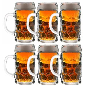 Oktoberfest Bierglazen/Bierpullen - 10x - glas - 1 liter - met handvat - het klassieke model