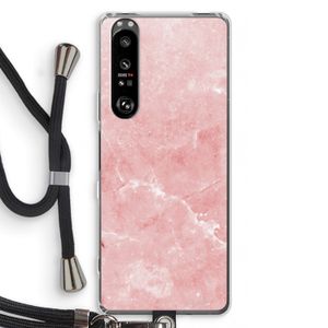 Roze marmer: Sony Xperia 1 III Transparant Hoesje met koord