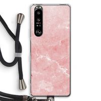 Roze marmer: Sony Xperia 1 III Transparant Hoesje met koord