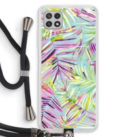 Tropical Palms Blue: Samsung Galaxy A22 4G Transparant Hoesje met koord