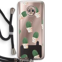 Cactusprint roze: Motorola Moto G6 Transparant Hoesje met koord Cactusprint roze: Motorola Moto G6 Transparant Hoesje met koord