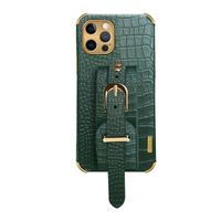iPhone 11 Pro Max hoesje - Backcover - Slangenprint - Handvat - Gesp - Kunstleer - Groen