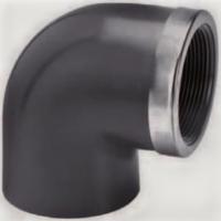 Knie 90° lijm x binnendraad met RVS ring 20 mm x ½"