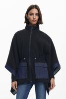 Gecombineerde denim poncho - BLACK - U