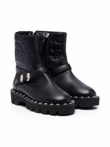 Philipp Plein Junior bottines à logo embossé - Noir