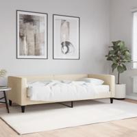 Slaapbank met matras 90x200 cm stof crèmekleurig