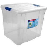 1x Opbergboxen/opbergdozen met deksel 35 liter kunststof transparant/blauw   -