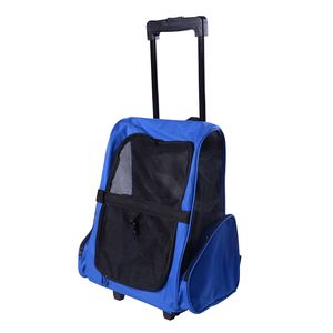 Hondentrolley transporttas draagtas dieren 2-in-1 rugzak trolley blauw