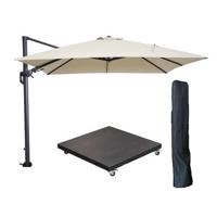 Garden Impressions Hawaii zweefparasol 3x3m ecru met voet en hoes