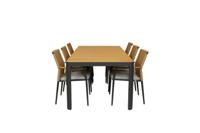 Qopps Mikos tuintafel 220 met Yvori 6 stapelbare tuinstoel