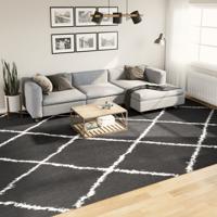 VidaXL Vloerkleed shaggy hoogpolig modern 300x400 cm zwart en crème