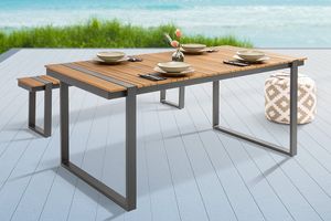 Moderne tuintafel TAMPA LOUNGE 180cm grijs natuurlijk aluminium buiten eettafel weerbestendig - 40933