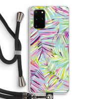 Tropical Palms Blue: Samsung Galaxy S20 Plus Transparant Hoesje met koord