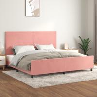 Bedframe met hoofdeinde fluweel roze 200x200 cm