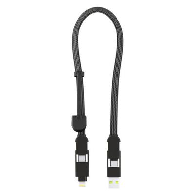 Rolling Square inCharge XL 6-in-1 Snellaadkabel 30 cm - USB-C, Micro USB & Lightning Oplaadkabel voor iPhone, iPad & Android - Zwart