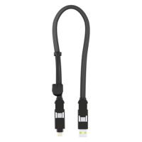 Rolling Square inCharge XL 6-in-1 Snellaadkabel 30 cm - USB-C, Micro USB & Lightning Oplaadkabel voor iPhone, iPad & Android - Zwart