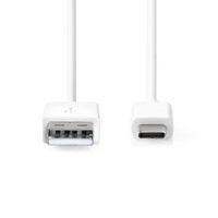 USB-Kabel | USB 2.0 | USB-A Male | USB-C© Male | 480 Mbps | Vernikkeld | 1.00 m | Rond | PVC | Wit - thumbnail