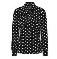 Hearts & Roses Laila Polka Dot Blouse Black White-S