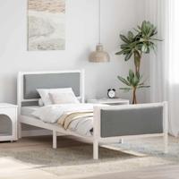 Bedframe met hoofdeinde Lichtgrijs 100 x 200 cm Stof Bedframe met hoofdeinde Lichtgrijs 100 x 200 cm Stof