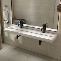 Saniclear Hoya wastafel met 2 kraangaten 160x45.5x11 cm solid surface wit mat