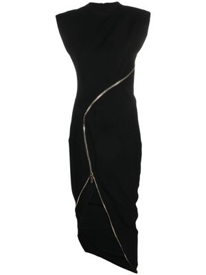 Genny robe mi-longue à coupe asymétrique - Noir