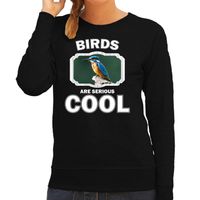 Sweater birds are serious cool zwart dames - vogels/ ijsvogel zittend trui 2XL  -