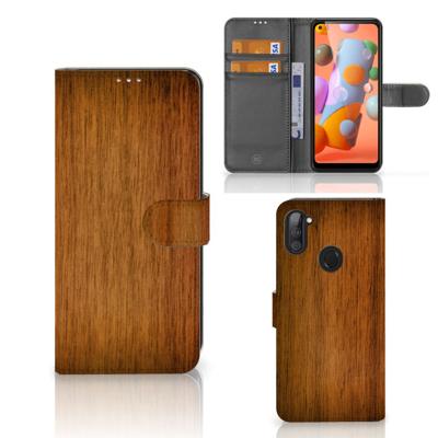 Samsung Galaxy M11 | A11 | Book Style Case | Donker Hout