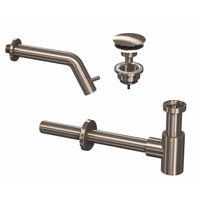 INK 3A Fonteinkraanset - wandFonteinkraan - always open - plug en designSifon - nikkel geborsteld 9902425