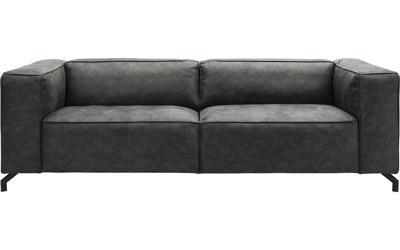 Goossens Bank Calvin grijs, micro leer, 3,5-zits, modern design