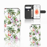 Apple iPhone 5 | 5s | SE Telefoonhoesje met Pasjes Flamingo Palms - thumbnail