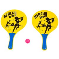 Houten beachball set geel met beachball print