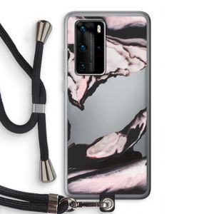 Roze stroom: Huawei P40 Pro Transparant Hoesje met koord
