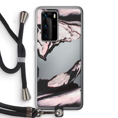 Roze stroom: Huawei P40 Pro Transparant Hoesje met koord