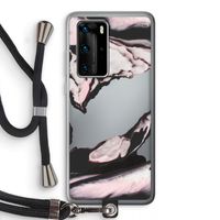 Roze stroom: Huawei P40 Pro Transparant Hoesje met koord
