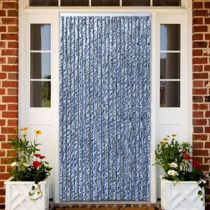 VidaXL Vliegengordijn 90x220 cm chenille blauw, wit en zilver