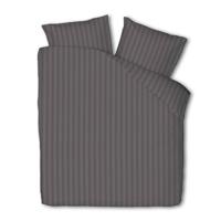 Dekbedovertrek Katoen-Satijn - Satijnstreep - Antraciet - Lits-Jumeaux (240x220 Cm) - Antraciet Katoen-satijn - Strepen - Presence - Dekbed-Discounter.nl