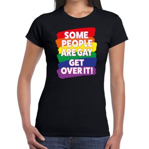 Some people are gay get over it! gay pride t-shirt zwart dames