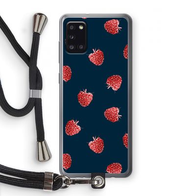 Framboosjes: Samsung Galaxy A31 Transparant Hoesje met koord