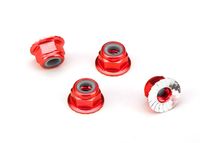 Nuts, aluminum, flanged, serrated (4mm) (red-anodized) (4) - thumbnail