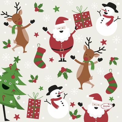 40x stuks kerst thema tafel servetten 24 x 24 cm